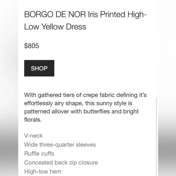 Borgo De Nor Iris Yellow Floral Print High Low Dress Butterfly Size UK 6 US 2 - Picture 6 of 16